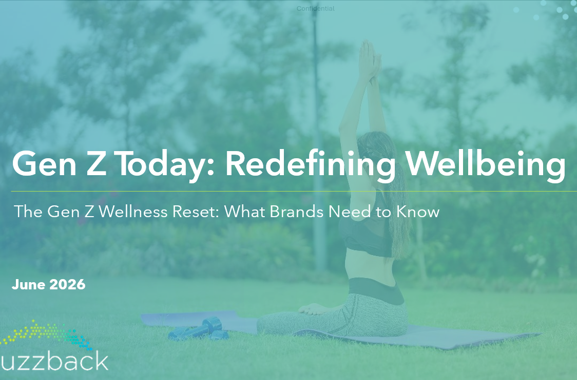 Cover image for an article: person doing yoga outdoors on a mat, hands raised, with the headline 'Gen Z Today: Redefining Wellbeing' and a June 2026 date overlayed.